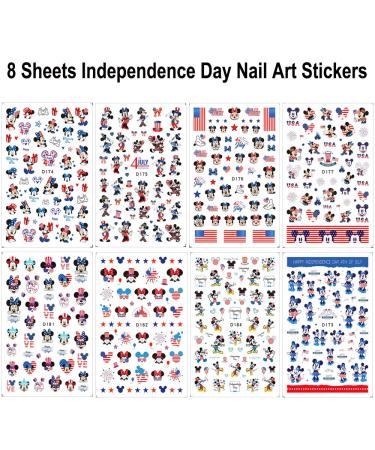 4th of July Nail Art Stickers - Patriotic Independence Day Designs for Acrylic Nails - Buy Online on GoSupps.com