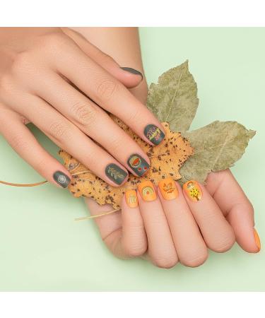 Whaline Thanksgiving Nail Art Stamping Plate Kit - Pumpkin, Maple, Autumn Blessing Collection | DIY Manicure Salon - Buy Online on GoSupps.com