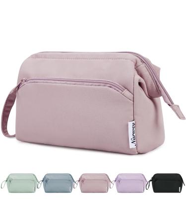 Narwey Large Makeup Bag Wide-Open Zipper Pouch Travel Toiletry Bag Cosmetic Organizer for Women (Pink)
