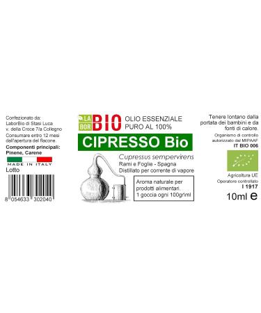Organic Cypress Essential Oil 10 ml - 100% Pure Aromatherapy & Therapeutic Oil - Lab Tested Natural Oil for Cosmetics - Buy Online on GoSupps.com