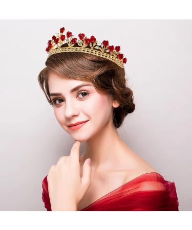 Lurrose Bridal Head Jewelry - Rose Design Wedding Hair Crown Rhinestone Tiara & Headdress for Girls - Pack of 1 - Buy Online on GoSupps.com