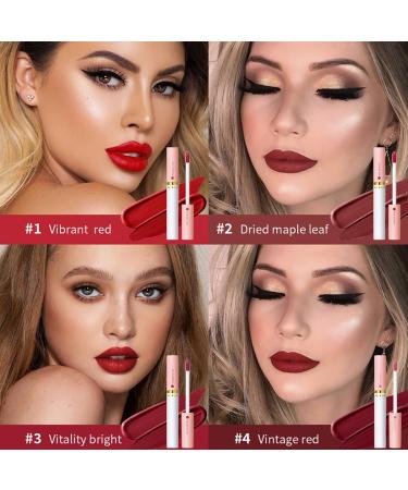 Shop 4 Colors Matte Liquid Lipstick Set - Long Lasting Waterproof & Non-Sticky | Natural Ingredients | International Shipping Available - Buy Online on GoSupps.com