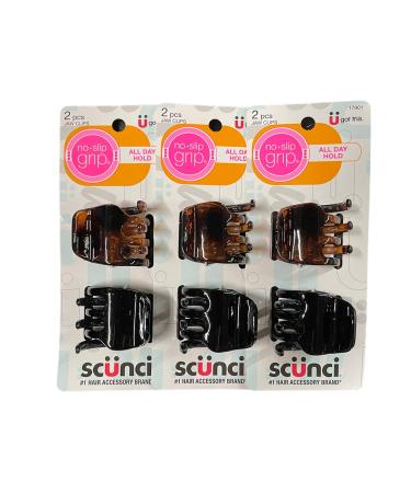 Scunci 17901 No-Slip Grip Jaw Clips, 3.5 Cm, 6 Count