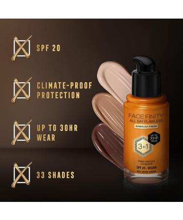 Max Factor Facefinity 3-in-1 All Day Flawless Liquid Foundation SPF 20 - 91 Warm Amber 30 ml - Buy Online on GoSupps.com