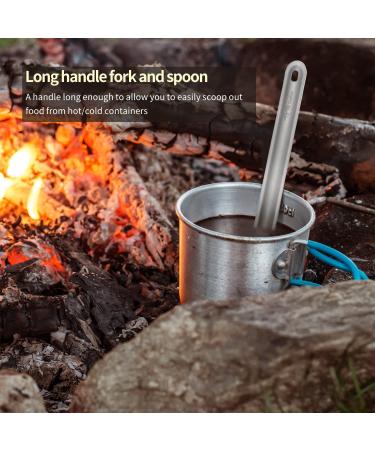 TiTo Titanium Long Handle Spork and Spoon - Eco-Friendly Ultralight Portable Flatware for Camping, Backpacking, Hiking, Travel - with Bag (Spork) - Buy Online on GoSupps.com
