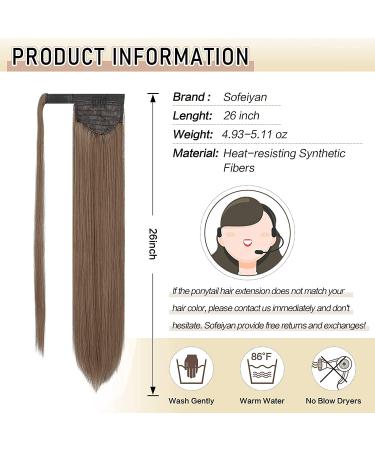 Sofeiyan Long Straight Ponytail Extension 26 inch Wrap Around Ponytail Synthetic Hair Extensions Clip in Ponytail Hairpiece for Women Light Golden Brown & Pale Golden Blonde 26 Inch Light Golden Brown & Pale Golden Blonde - Buy Online on GoSupps.com