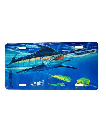 LPG Apparel Co. Big Game Sport Fishing Vanity Front License Plate Tag | Made in The USA (Mark Ray Blue Marlin)