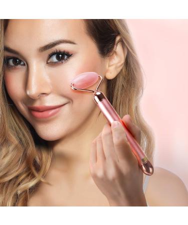 Electric Jade Roller & Rose Quartz Face Massager - 2-IN-1 Facial Massage Tool - Buy Online on GoSupps.com