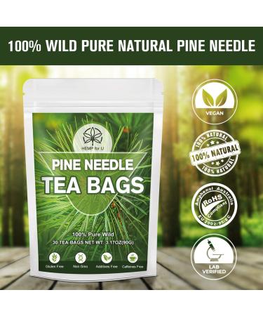 Organic Dried Pine Needle Tea Bags - 30 Natural Caffeine-Free Triangle Teabags for Immunity Support - Buy Online on GoSupps.com