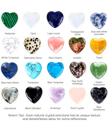 Heart Stones Set - 20 PCS Natural Healing Crystals | 20mm Gemstone Tumbled Stones for Meditation & Decor - International Shipping - Buy Online on GoSupps.com
