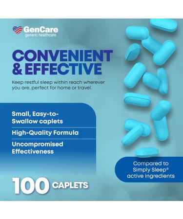 GenCare - Sleep Aid Diphenhydramine HCL 25mg Blue Caps (100 Caplets) - Non Habit Forming Nighttime Sleeping Pills for Adults to Fall Asleep Faster & Sleep Deeper Through The Night - Sleep Aids - Buy Online on GoSupps.com