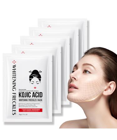 Kojic Acid Face Masks Face Masks Skincare with Kojic Acid Hyaluronic Acid Nicotinamide Brightening Firming Anti Aging Sheet Mask Evens Tone Moisturize Soothe Gift Set for Women