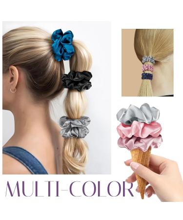 Olesilk 3-Set 100% Silk Hair Ties - Navy Blue Small Scrunchies & Elastic Hair Bands | Luxury Hair Jewelry - Buy Online on GoSupps.com