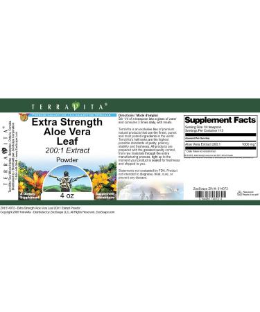 Extra Strength Aloe Vera Leaf 200:1 Extract Powder (4 oz ZIN: 514072) - Buy Online on GoSupps.com