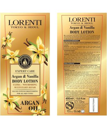 Lorenti Body Cream Lotion | Argan Oil & Vanilla Body Lotion | Ultra Nourishing Multi Vitamin Repair 400ml - Buy Online on GoSupps.com