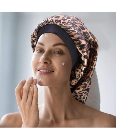 2-Piece Long Satin Bonnet Set for Braids, Dreadlocks, and Curly Hair - Leopard Print Sleep Cap for Long Hair - Buy Online on GoSupps.com