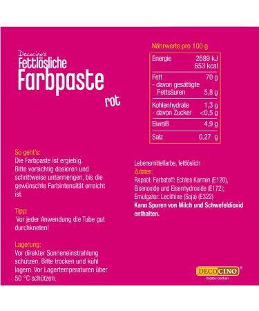 Decocino Fat-Soluble Red Color Paste - 15g | Oil-Based Food Coloring for Chocolate Buttercream Fondant & Cake Batter - International Shipping - Buy Online on GoSupps.com