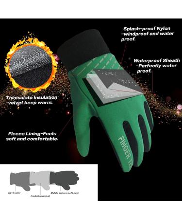 Finger Ten Winter Gloves for Girls - Warm Waterproof Touchscreen with Free Neck Warmer for Cold Weather Outdoor Sports - Green M - Buy Online on GoSupps.com
