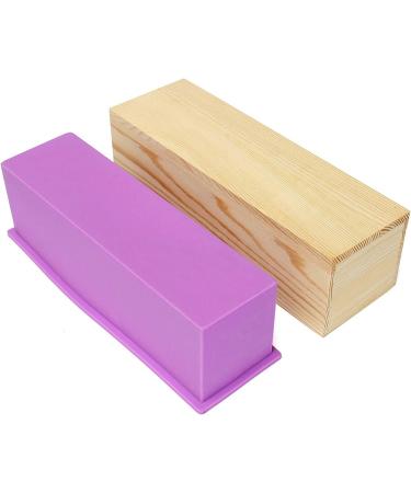 Ogrmar Flexible Rectangular Soap Silicone Mold with Wood Box - DIY Soap Cake Making Tool - 42oz - Purple (2PCS) - Buy Online on GoSupps.com