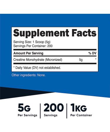 Nutricost Creatine Monohydrate Micronized Powder 1KG - Pure 2.2lb Creatine Monohydrate for Strength and Performance - Buy Online on GoSupps.com