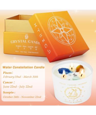 Healing Crystal Candle - Zodiac Manifestation Candle for Pisces Cancer Scorpio | Spiritual Gifts for Women | 12 Oz Meditation Healing Candle with Crystals - Buy Online on GoSupps.com