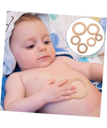 Buy Abaodam 6pcs Wooden Teething Rings - Natural Beech Wood Molar Circle Pendant for Newborns - Safe & Eco-Friendly Baby Teether - Buy Online on GoSupps.com