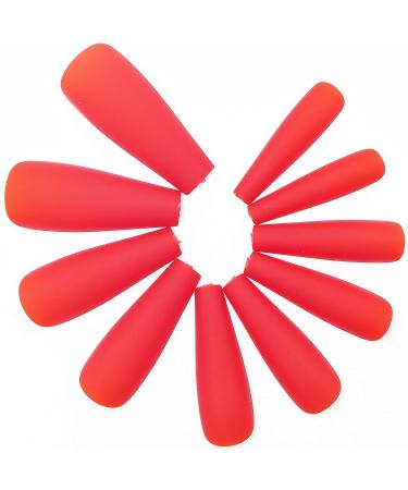 AddFavor 100pcs Long Full Cover Press On Coffin Fake Nails - Red Matte Acrylic False Nail Tips for Women and Girls - Buy Online on GoSupps.com