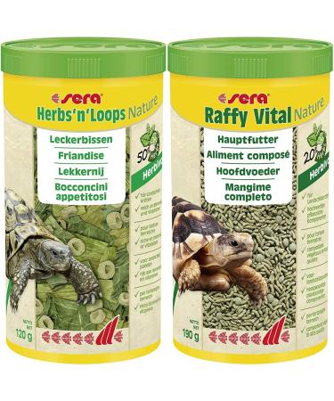 Sera Herbs and Loops Nature 1 000 ml (120 g) - delicious herbs for species -appropriate variety & Raffy Vital Nature 1 000 ml (190 g) - tasty variety of herb for herbivore reptiles bundle with Raffy Vital Nature 1 000 ml