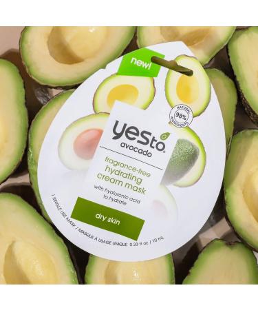 Yes To Avocado Hydrating Cream Mask 3-Pack - Pore Purging Formula for Dry Skin - Antioxidants & Hyaluronic Acid - Natural, Vegan & Cruelty Free - Buy Online on GoSupps.com