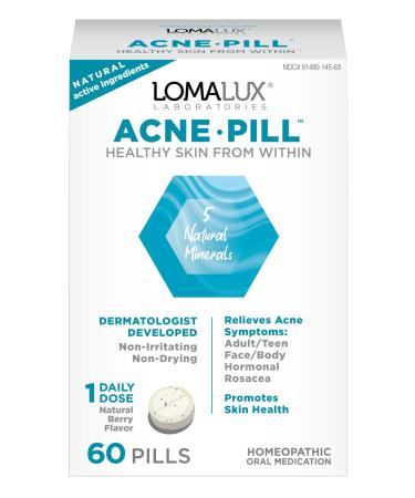Loma Lux Acne Pill - All Natural Skin Clearing Minerals , Dermatologist Developed, Clears & Prevents All Types of Face & Body Acne Without The Harsh Chemicals of Topical Acne Treatments
