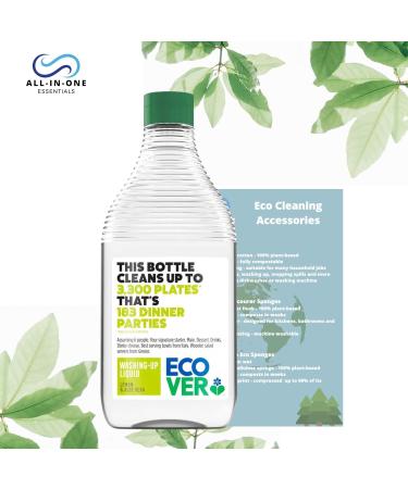 Eco Dish Washing Bundle With Ecover Washing Up Liquid Lemon and Aloe Vera 2 x 450ml Swedish Dishcloth x 2 Biodegradable Scourer x 2 and Plastic Free Kitchen Sponge x 2 - Buy Online on GoSupps.com