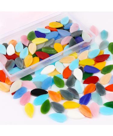 Aunifun Flat Glass Mosaic Tiles  150 pcs Stained Glass Mosaic  Waterdrop Gems for Home Decoration DIY Crafts