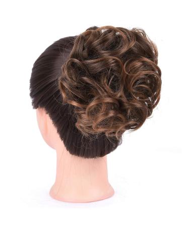 ELAINE Messy Tousled Wavy Curly Hair Buns Ponytail Extension - Dark Brown Tip Light Auburn - Buy Online on GoSupps.com