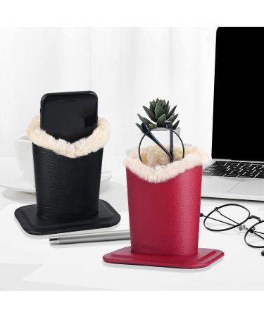 Bivisen Eyeglass Holder Case | Modern Velvet Plush PU Leather - Black & Burgundy - Stylish & Durable Organizer for Glasses - Buy Online on GoSupps.com