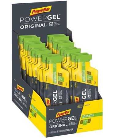 PowerBar PowerGel Original | 41g Pouch x 24 Gels | Endurance Energy C2MAX for Exercise, Green Apple (50mg Caffeine) 1.44 Ounce (Pack of 24) Green Apple (50mg Caffeine)