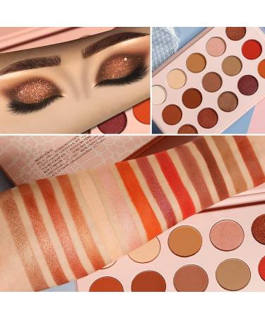 Neutral Eyeshadow Palette - Rose Gold Smokey Red Brown Highly Pigmented Matte Shimmer and Metallic 15 Colors Eye Shadow Pallet - DE LANCI Professional Warm Natural Tone Bronze Eyeshadow For Beginners - Buy Online on GoSupps.com