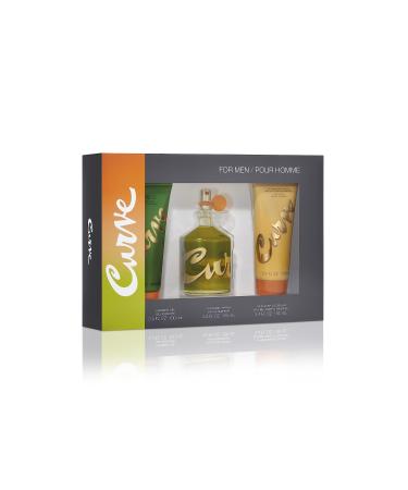 Curve Men's Cologne Fragrance Set Body Wash Aftershave Balm & Cologne Casual Day or Night Scent Father's Day 3 Piece Gift Set Spicy 11 Fl Oz (Pack of 1)