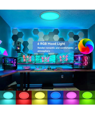 24W RGB LED Ceiling Lamp with Remote Control | Dimmable 4000K Color Change Panel for Kids' Bedroom Living Room & Bathroom - 29.5cm Peasur - Buy Online on GoSupps.com