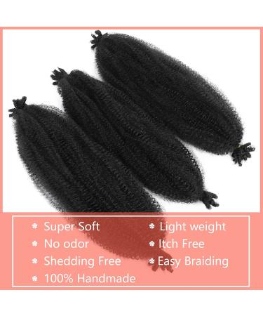 Pre-Fluffed Spring Twist Hair 16 Inch 7 Packs 1B# - Soft Springy Pre-Stretched Marley Twist Braiding Hair for Black Women - Crochet Hair Extensions - Twisted Up Crochet Braids - Buy Online on GoSupps.com