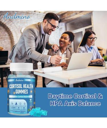 andmino Daytime Cortisol Gummies for Women & Men for Stress Relief & Focus Improvement Daytime Cortisol & HPA Axis Balance with Trehalose Non-GMO Vegan Gluten Free Blueberry Flavor 60 - Buy Online on GoSupps.com
