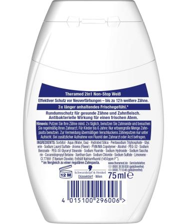 Theramed Toothpaste Gel - Long-Lasting Discoloration Protection & 12-Hour Whiter Teeth - 75 ml | International Shipping Available - Buy Online on GoSupps.com