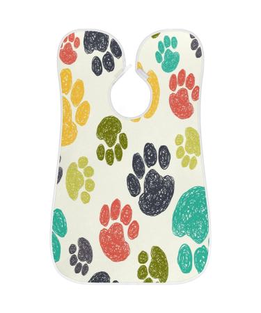 Colorful Dog Paws Print Beard Bib Apron | Waterproof Grooming Cape for Men | Hair Catcher & Trimming Aid | Perfect Gift for Dog Lovers - Buy Online on GoSupps.com