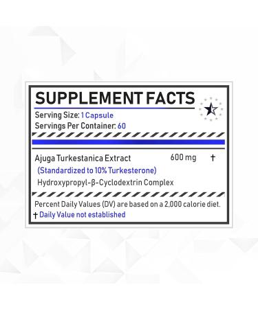 Turkesterone Europe 10% Complex with Hydroxypropyl---Cyclodextrin - 60 Capsules (500 mg) - Buy Online on GoSupps.com