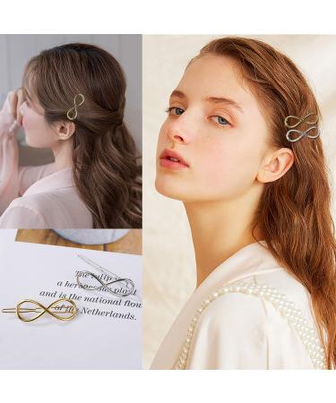 12-Pack Metal Hair Clips for Women - Stylish Leaf Circle Triangle Infinity & Moon Designs - Perfect for Thick Hair - Gold & Silver - Buy Online on GoSupps.com