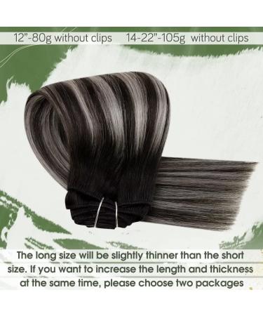 Buy Hetto Clip In Real Hair Extensions - Balayage Silver & Black Ombre - Remy 35cm Clip-Ins - Buy Online on GoSupps.com