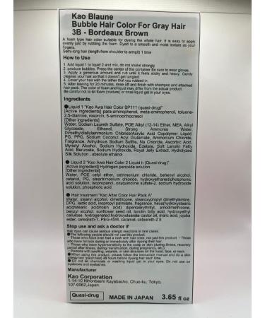 Kao Blaune Bubble Hair Color For Gray Hair 3B - Bordeaux Brown (Green Tea Set) - Buy Online on GoSupps.com