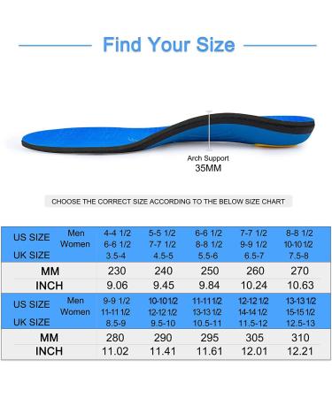 Blue Arch Support Insole for Foot Fatigue & Heel Soreness Relief - UK Size 11 (29.5cm) - Buy Online on GoSupps.com