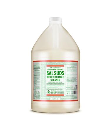 Dr. Bronner's - Sal Suds Biodegradable Cleaner (1 Gallon) - All-Purpose Cleaner Pine Cleaner for Floors Laundry and Dishes Concentrated Cuts Grease and Dirt Powerful Cleaner Pine 128 Fl Oz (Pack of 1)