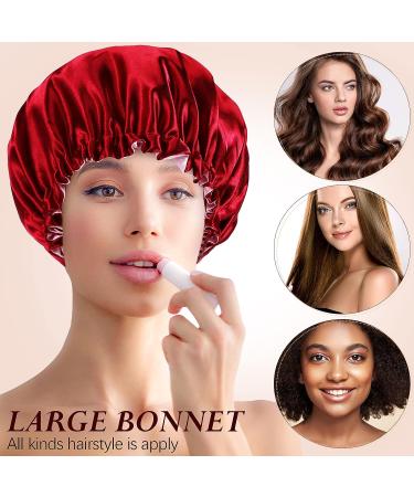 10 Pcs Satin Silk Bonnet for Women - Double Layer Reversible Large Sleeping Caps in 10 Colors - Buy Online on GoSupps.com