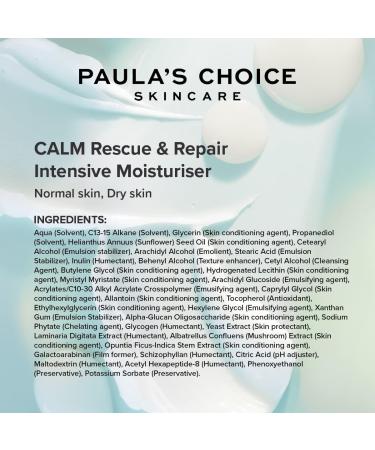 Paula's Choice CALM Rescue & Repair Intensive Moisturiser - Calms Redness & Helps Protect the Skin's Barrier - Suitable for Sensitive Skin - with Hexapeptide-8 - Normal to Dry Skin - 60 ml - Buy Online on GoSupps.com